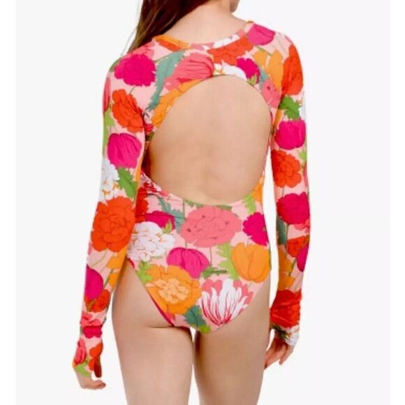 Trina Turk Paddle Suit Womens Large Floral Open Back Sunny Bloom NEW - Picture 2 of 5
